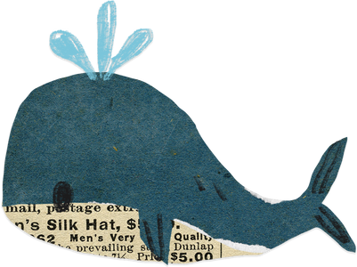 Collage Paper Cutout Whale