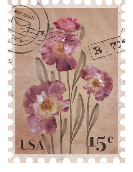 Floral vintage Postage Stamp with flowers of Roses